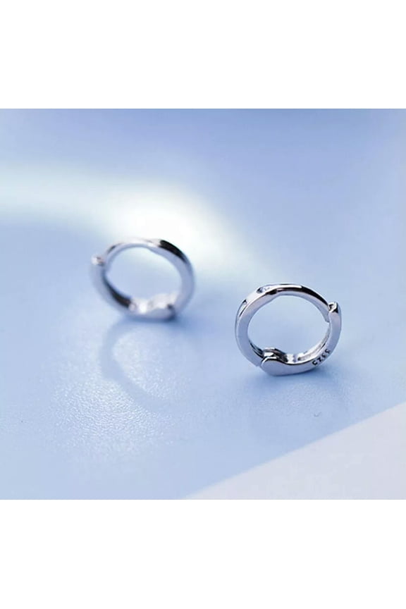 Elegant 925 Sterling Silver Hoop Earrings For Women Men Jewelry 8 mm