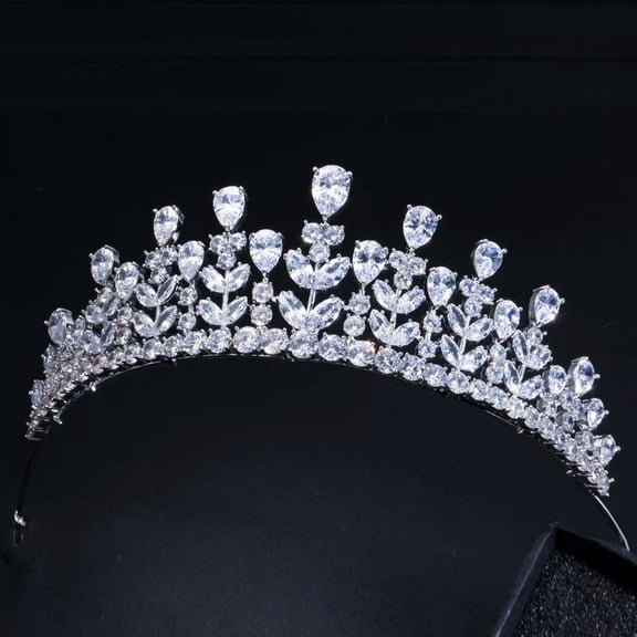 EOEMY Elegant Beauty Queen Cz Headband Jewelry Large Bridal Wedding Tiaras And Crown