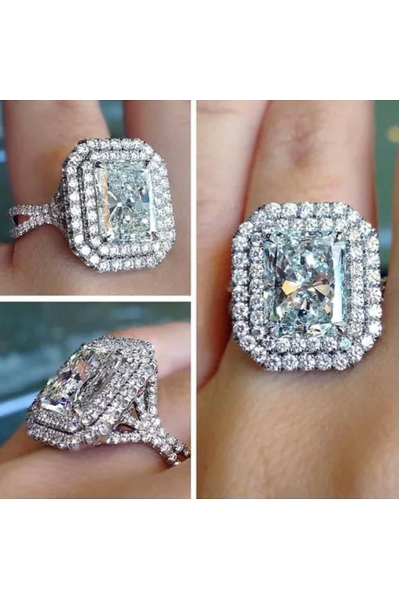 Elegant Cubic Zircon 925 Silver Filled Rings Women Jewelry Sz 6-10-8
