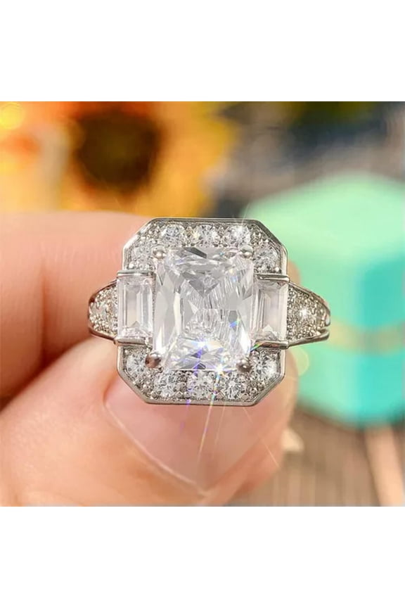 Elegant Cubic Zirconia Women Anniversary 925 Silver Filled Rings Jewelry Sz 6-10-9