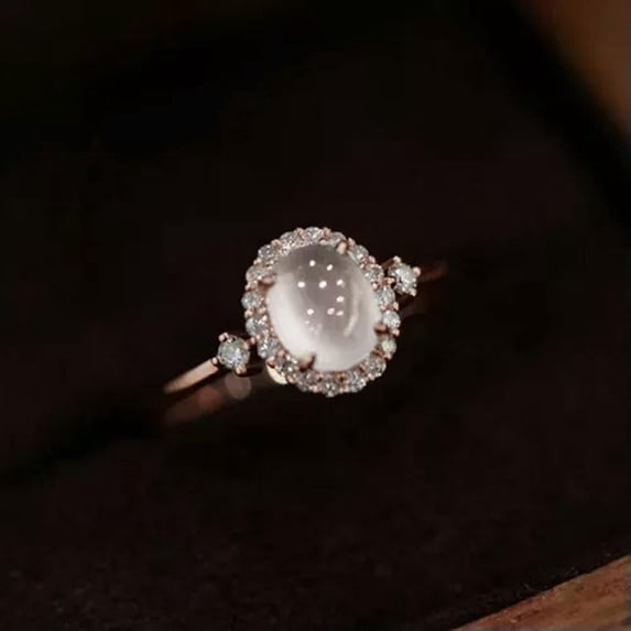EOEMY Elegant Wedding 14K Rose Gold Plated Rings Cubic Zirconia Jewelry Size 6-10-8