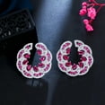 thumbnail image 1 of EOEMY Exquisite Hot Pink Cubic Zircon Circle Twist Tennis Drop Stud Earrings Jewellery, 1 of 9