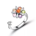 thumbnail image 1 of EOEMY Exquisite Rotating Flowers Crystal Open Ring Adjustable Women Wedding Jewelry-#14, 1 of 9