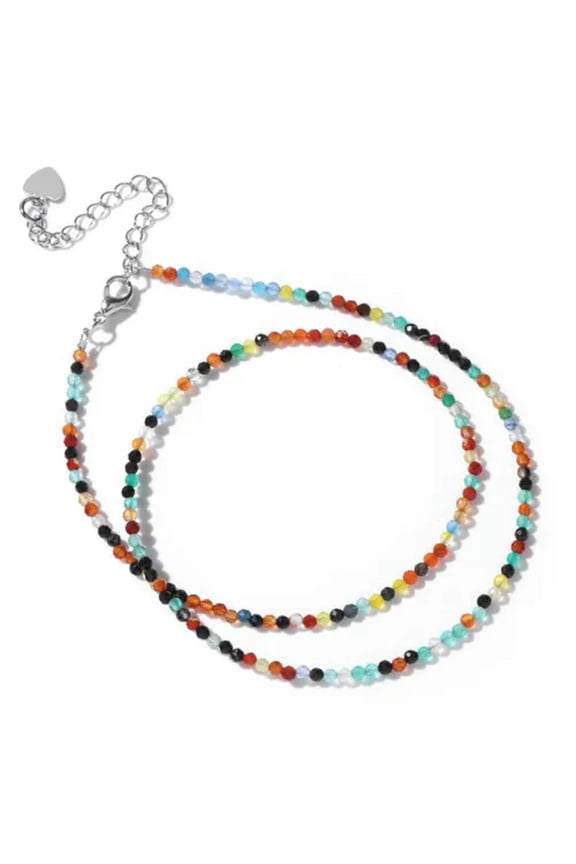 Exquisite Small Beads Necklace Natural Crystal Choker For Women Bohemia Jewelry-22 Colorful Agate