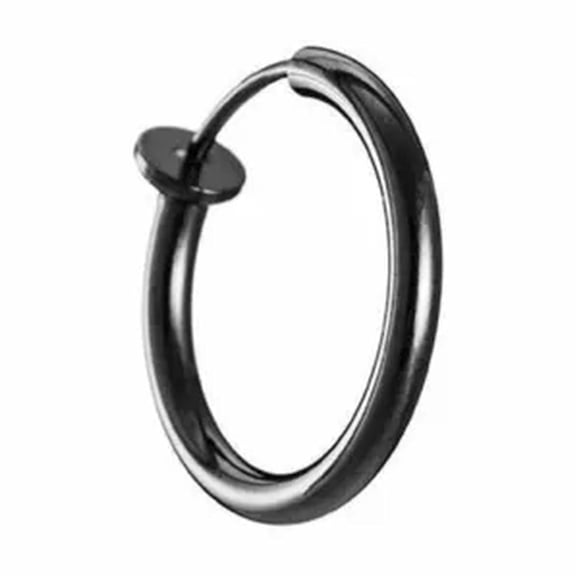 EOEMY 1Pcs Spring Ear Clip Unisex Ear Clip Earring Solid Surgical Steel Hinge Segment-Black-2*16mm