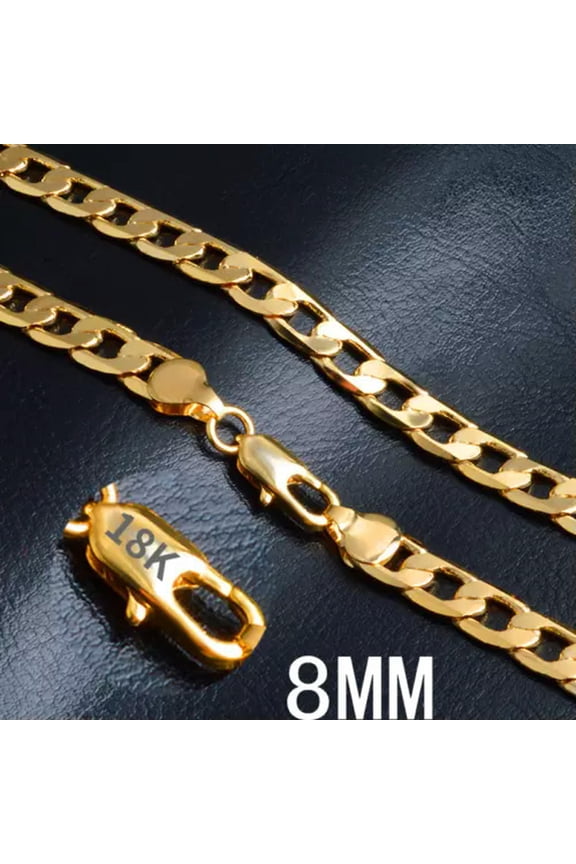 Fashion 18K Gold Plated Classic 8mm Sideways Chain Necklace For Women Jewelrys-20