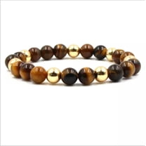 EOEMY Fashion 8mm Natural Lava Stone Tiger Eye Beaded Men'S Bracelets Jewellery Gift-Tiger Eye