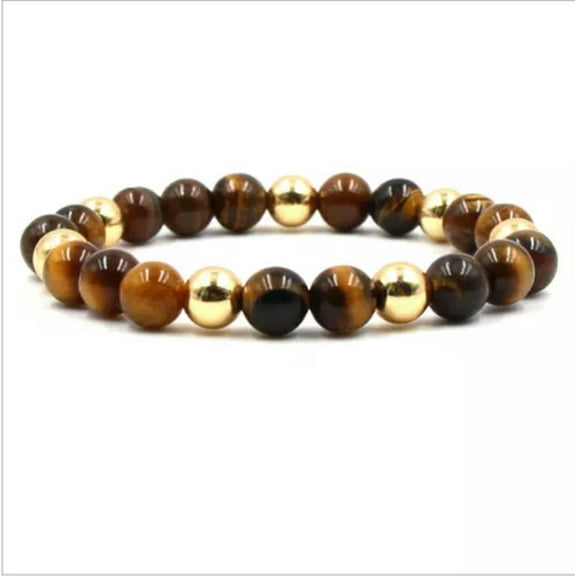 EOEMY Fashion 8mm Natural Lava Stone Tiger Eye Beaded Men'S Bracelets Jewellery Gift-Tiger Eye