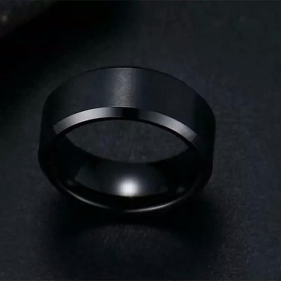 EOEMY Fashion 8mm Stainless Steel Rings For Men Band Titanium Jewelry Size 5-12-Black-8