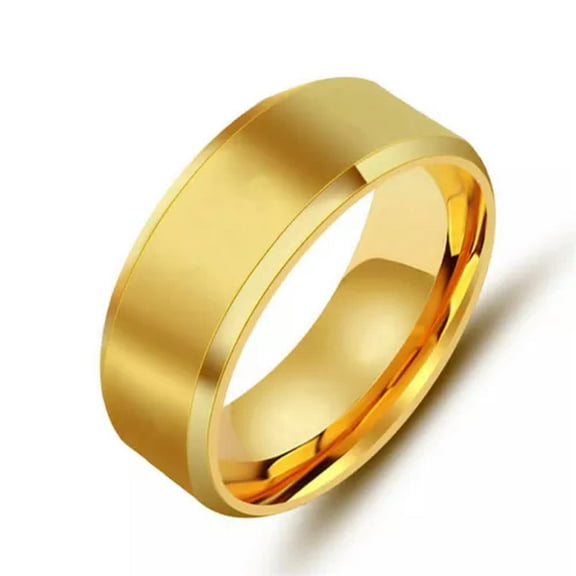 EOEMY Fashion 8mm Stainless Steel Rings For Men Band Titanium Jewelry Size 6-12-Gold-7