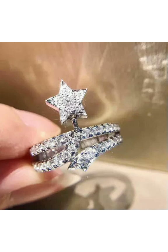 Fashion 925 Silver Filled Rings Star Cubic Zirconia Engagement Jewelry Sz 6-10-8