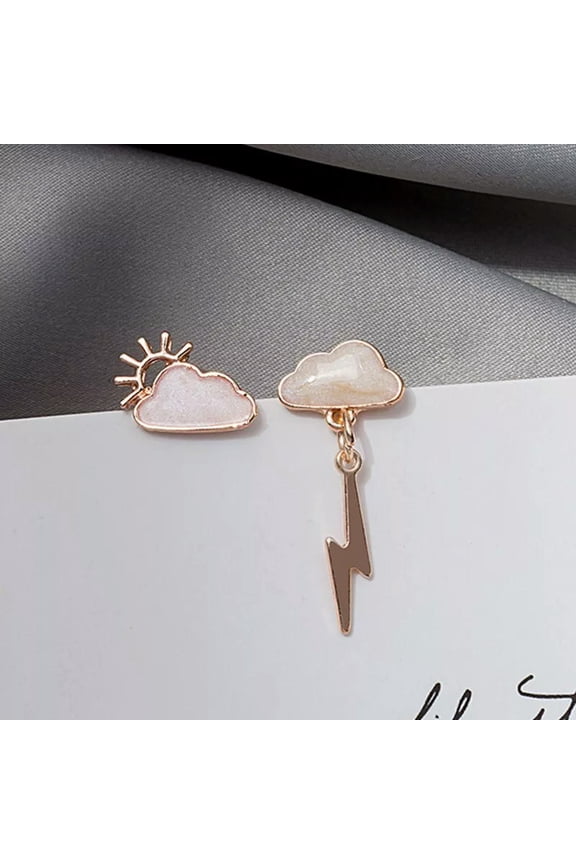 Fashion Asymmetry Cloud Lightning Enamel Earrings Stud Drop Dangle Women Gift