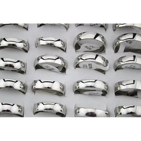 EOEMY Fashion Bulk Lots 50Pcs Stainless Steel Trendy Style Unisex Jewelry Rings