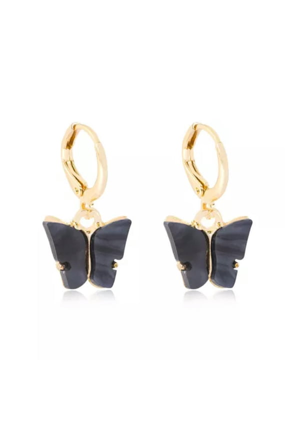 Fashion Butterfly Acrylic Insect Earrings Women Boho Dangle Drop Earring Cute-Black