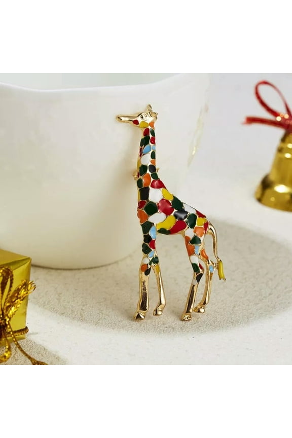 Fashion Colorful Giraffe Sika Deer Enamel Brooch Pin Costume Jewelry Xmas Gift