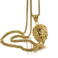 thumbnail image 1 of EOEMY Fashion Cool Silver/Gold/Black Men'S Lion Stainless Steel Pendant Chain Necklace-Gold, 1 of 5