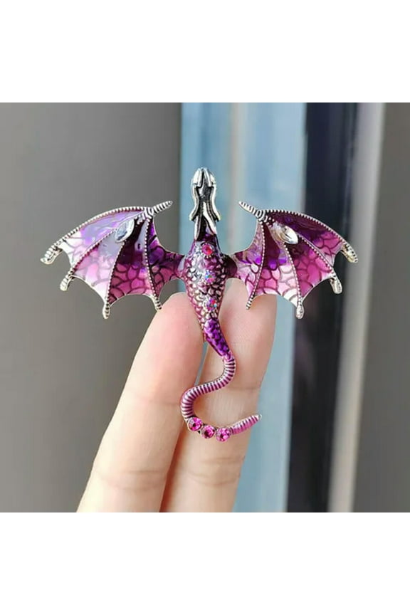 Fashion Enamel Crystal Dragon Brooch Pin Breastpin Women Clothing Collar Jewelry-Purple