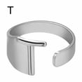 thumbnail image 1 of EOEMY Fashion Gold Plated Bold Initial Letters Alphabet Open Ring Women Adjustable-Silver T, 1 of 9