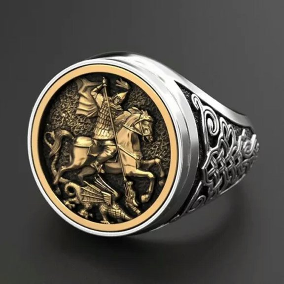 EOEMY Fashion Horse Viking Party Jewelry Gothic Biker Pirate Punk Ring Gift Size 6-10-Gold-11