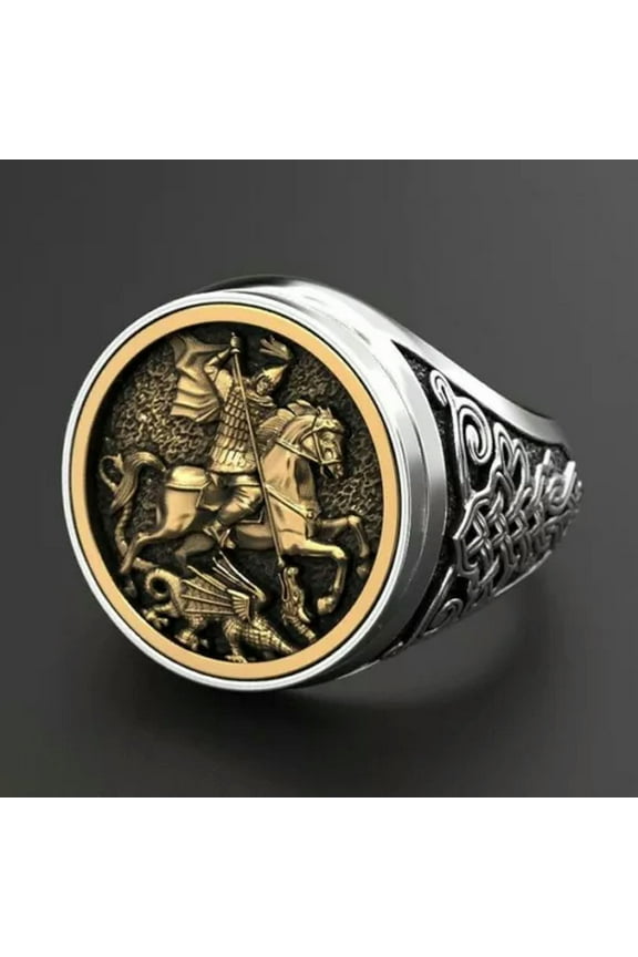 Fashion Horse Viking Party Jewelry Gothic Biker Pirate Punk Ring Gift Size 6-10-Gold-13