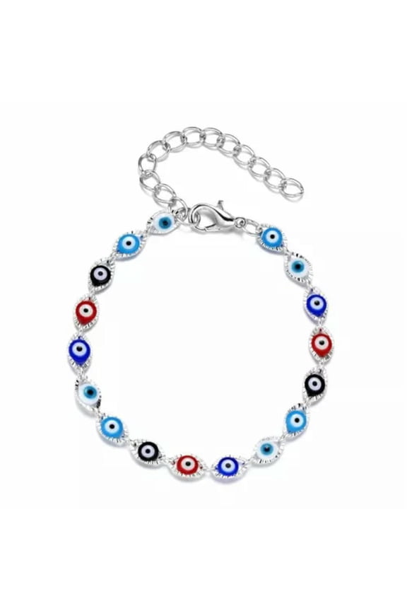 Fashion Lucky Blue Evil Eye Palm Beaded Bracelet Bangle Chain Women Jewelry Xmas-Colorful Bule Eye