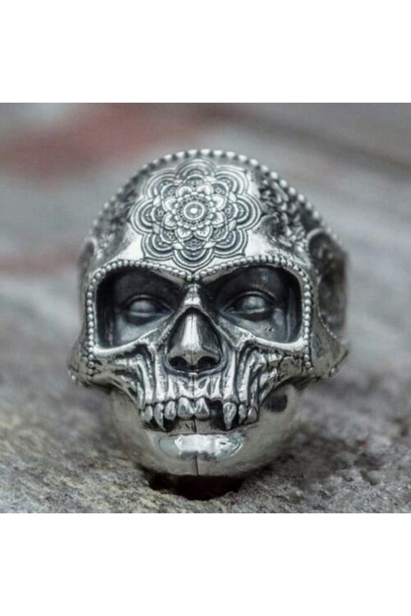 Fashion Men 925 Silver Viking Skull Rings Punk Party Jewelry Ring Gift Size 6-13-#1-#13