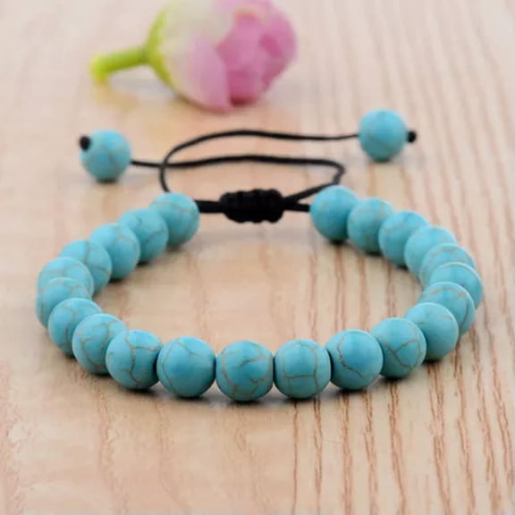 EOEMY Fashion Men'S Beads Turquoise Howlite Agate Macrame Weaving Couples Bracelets-Turquoise