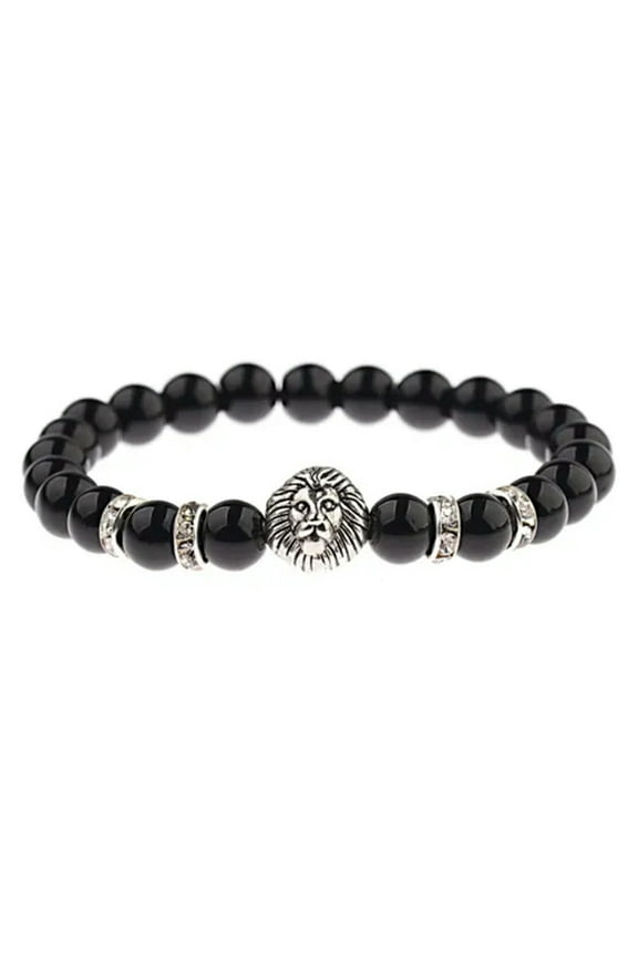 Fashion Men Women Natural Stone Gemstone Beads Lion'S Head Bracelets Jewelry-197-4