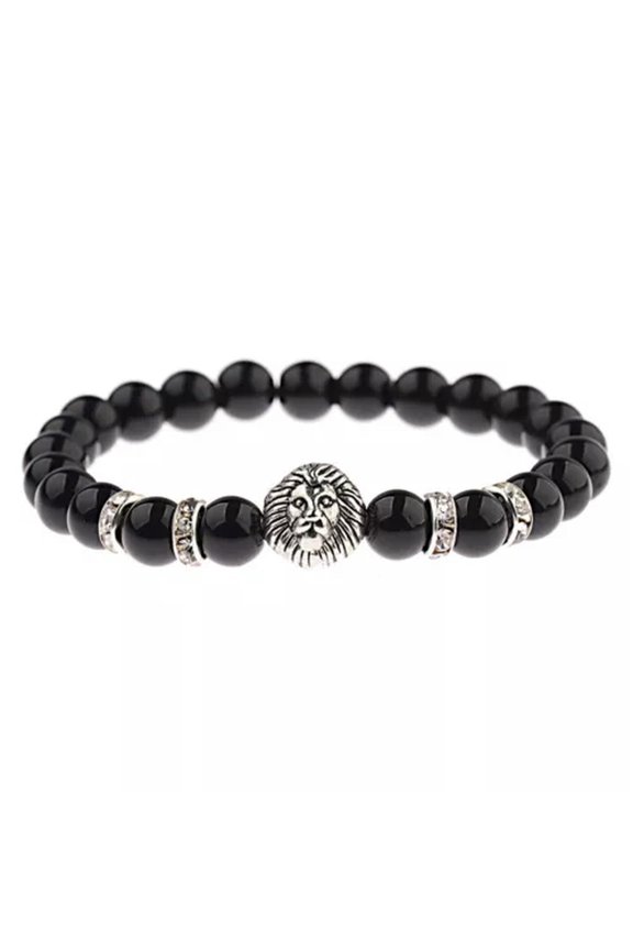 Fashion Men Women Natural Stone Gemstone Beads Lion'S Head Bracelets Jewelry-744-2