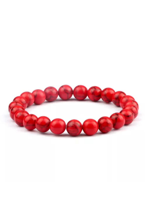 Fashion Natural Stone Blue Tiger Eye Malachite Beads Bracelets Men Women Jewelry-Red Turquoise-6mm