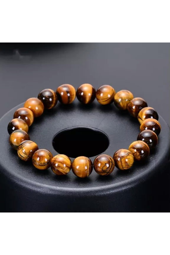Fashion Natural Stone Blue Tiger Eye Malachite Beads Bracelets Men Women Jewelry-Tiger Eye-10mm