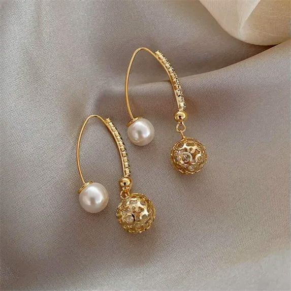 EOEMY Fashion Pearl Crystal Tassel Earrings Stud Drop Dangle Women Wedding Jewelry New-39.Hook Ball
