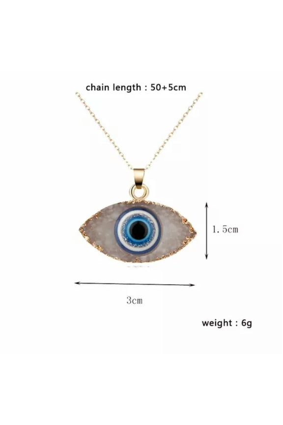 Fashion Resin Crystal Lucky Devil Eye Pendant Necklace Chain Women Jewelry Xmas-White Resin