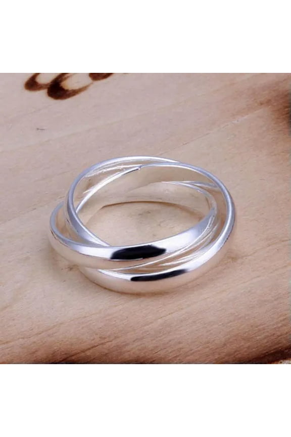 Fashion Silve Cute Circle Women Cute Wedding Engaged Ring Lady Gift Hot-Us Size 7