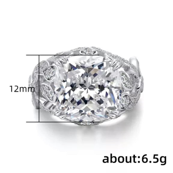 EOEMY Fashion Wedding Jewelry Zircon 925 Silver Filled Ring Women Party Ring Sz 6-10-6