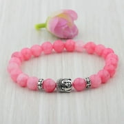 EOEMY Fashion Women 8mm White Turquoise Lava Beads Buddha Head Men Charm Bracelets-187-N