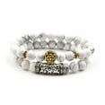 thumbnail image 1 of EOEMY Fashion Women 8mm White Turquoise Lava Beads Buddha Head Men Charm Bracelets-D001-6, 1 of 9