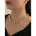 thumbnail image 1 of EOEMY Faux Pearl & Rhinestone Decor Necklace & Earrings Jewelry Set Jewelry Gift For-Default, 1 of 3