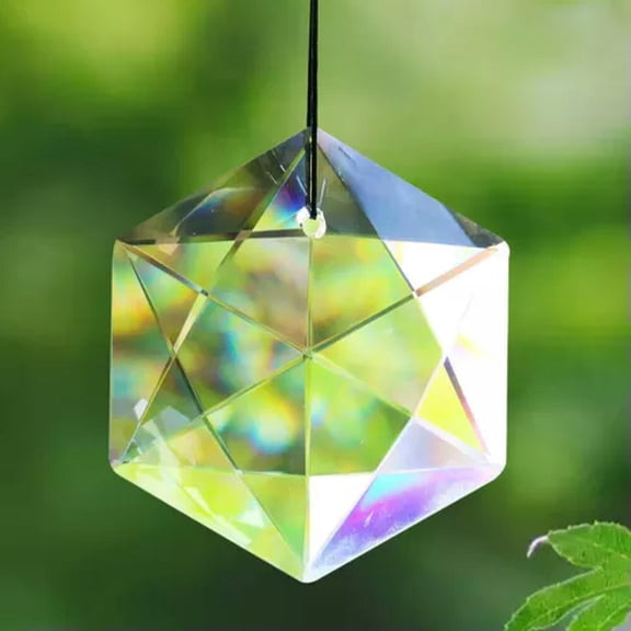 EOEMY Feng Shui Faceted Crystal Prism Hanging Glass Suncatcher Chandelier Pendant-100mm Clear Hexagram