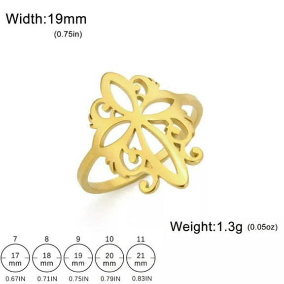 EOEMY Flower Cross Ring Stainless Steel For Women Jewelry Size 7-11