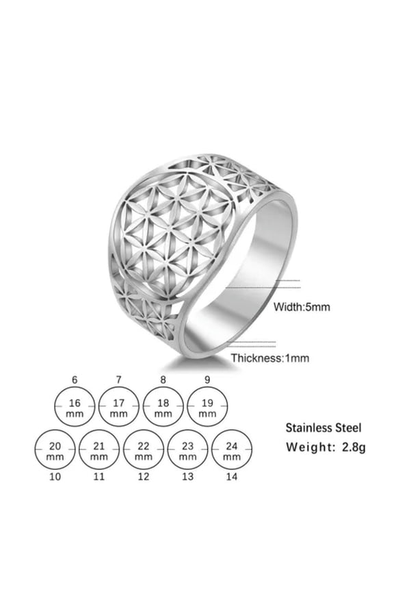 Flower Of Life Rings Viking Vintage Stainless Steel Women Ring Anniversary Gift