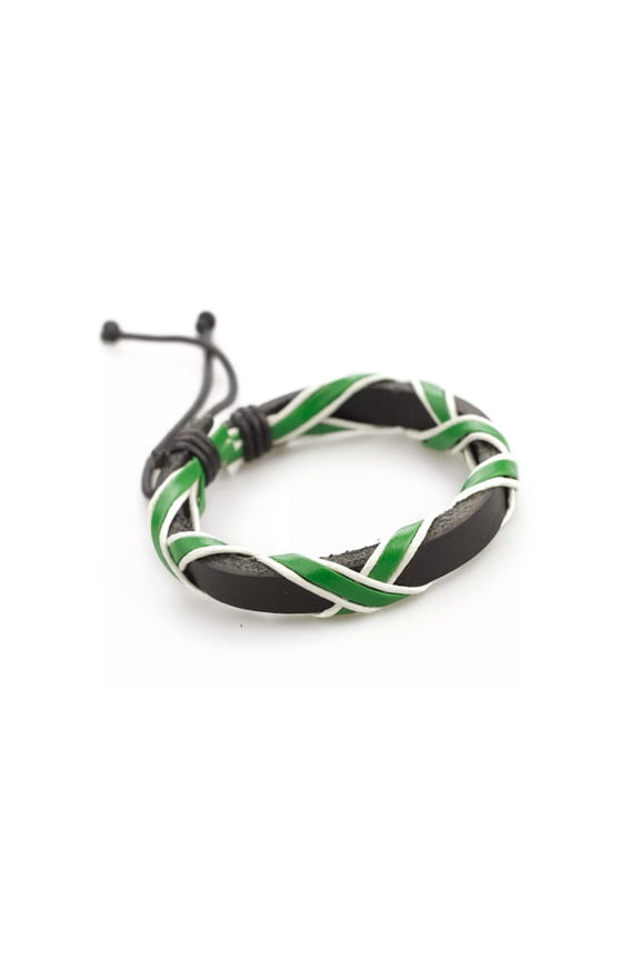 Genuine Leather Handmade Bracelet Men'S Unisex Braided Wrap Tribal H171-Default