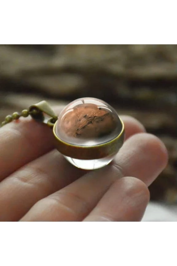 Glow In The Dark Nebula Galaxy Double Side Glass Pendant Necklace Planet Jewelry-Mercury