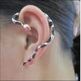 thumbnail image 1 of EOEMY Gold & Black Snake Ear Stud Cuff Wrap Earring - Fashion Gothic Punk Wind - N, 1 of 9