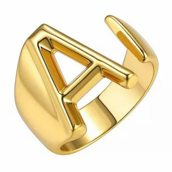 EOEMY Gold Plated Initial Letter Open Knuckle Rings Alphabet A To Z Women Adjustable-A
