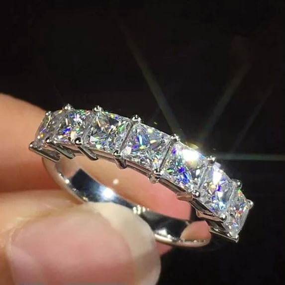 EOEMY Gorgeous 925 Silver Filled Ring Heart Cubic Zircon Wedding Jewelry Sz 6-10-7