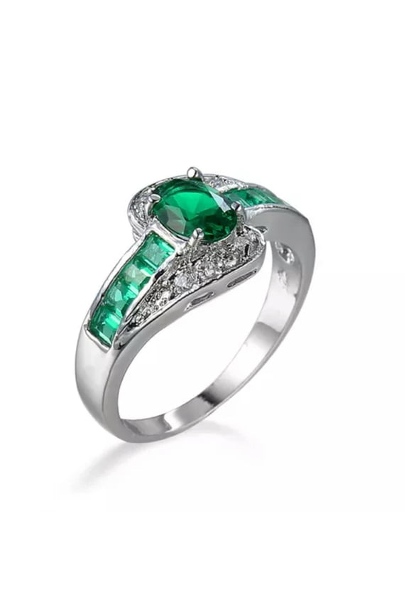 Gorgeous 925 Silver Filled Rings Cubic Zirconia Engagement Jewelry Sz 6-10-6-Green