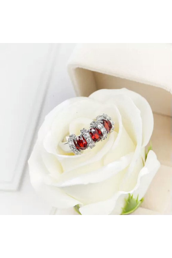 Gorgeous 925 Silver Filled Rings Cubic Zirconia Women Wedding Jewelry Size 6-10-7-Red