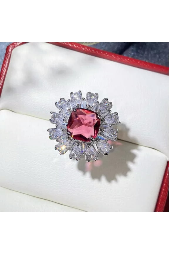 Gorgeous 925 Silver Red Ring Cubic Zirconia Women Wedding Jewelry Size 6-10-8