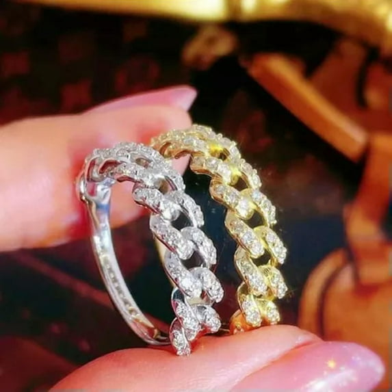 EOEMY Gorgeous Cubic Zircon 925 Silver Filled Ring Jewelry Women Wedding Ring Sz 6-10-10-Gold